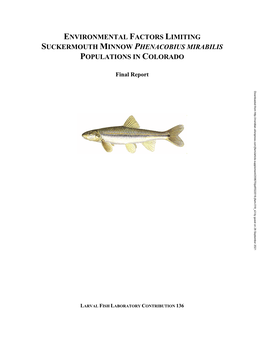 Environmental Factors Limiting Suckermouth Minnow Phenacobius Mirabilis Populations in Colorado