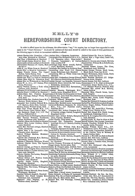 Kelly's Herefordshire Court Directory