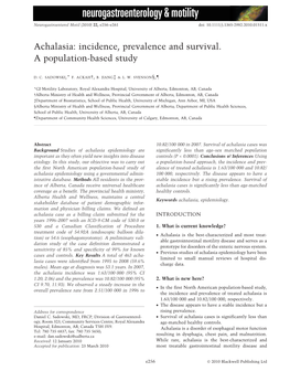 Achalasia: Incidence, Prevalence and Survival. a Populationbased Study