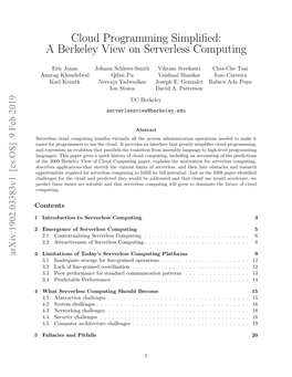 Cloud Programming Simplified: a Berkeley View on Serverless