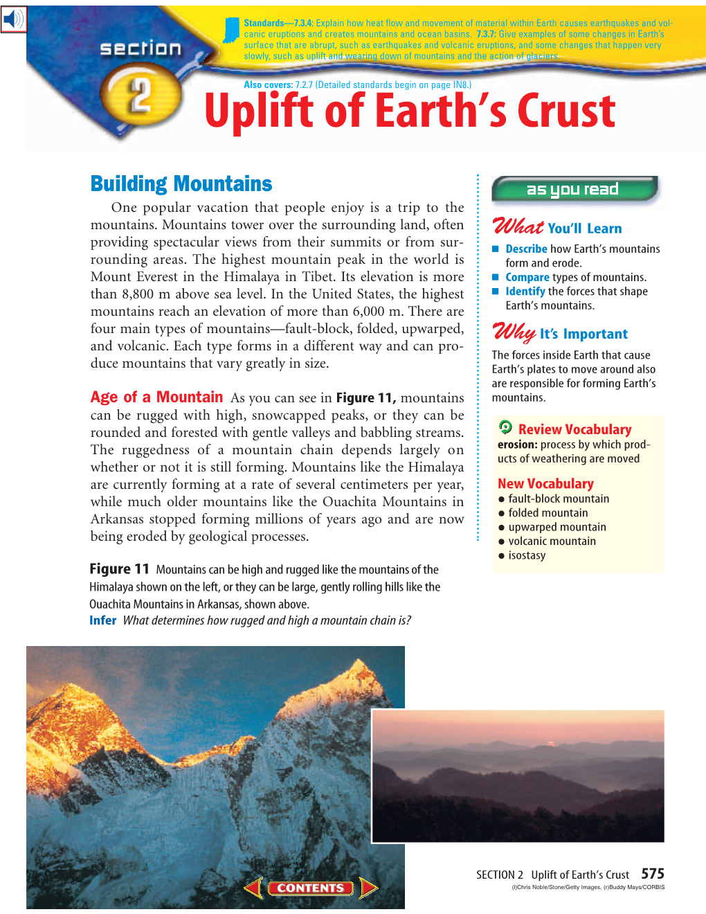 Uplift of Earth's Crust