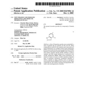 (12) Patent Application Publication (10) Pub. No.: US 2005/0267096 A1 Allerton Et Al