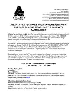 Atlanta Film Festival's Food on Film Event Pairs Marquee