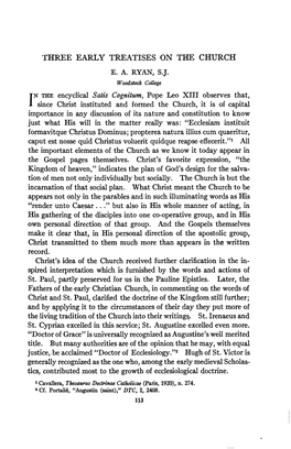 Three Early Treatises on the Church E. A. Ryan, Sj. in The