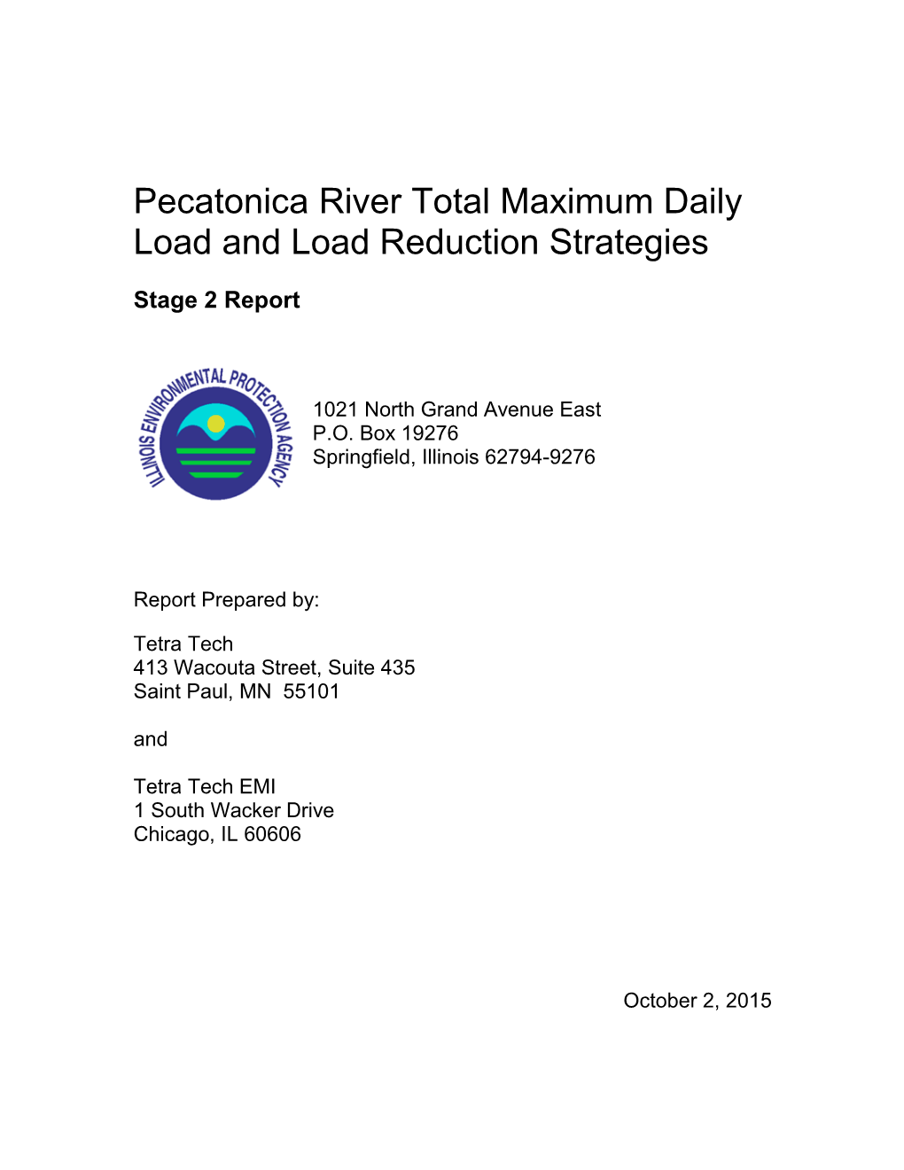 Pecatonica River Total Maximum Daily Load and Load Reduction Strategies