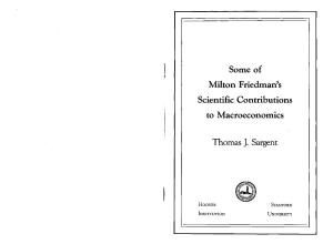 Some of Milton Friedman's Scientific Contributions to Macroeconomics