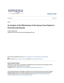 An Analysis of the Effectiveness of the Gacaca Court System in Post-Genocide Rwanda