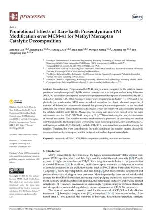 Modification Over MCM-41 for Methyl Mercaptan Catalytic Decomposition