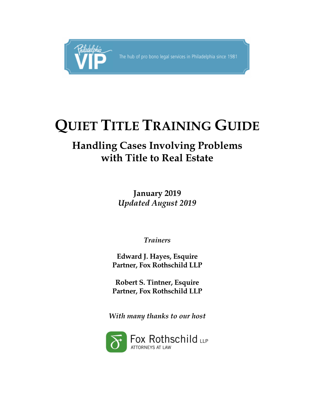 Quiet Title Training Guide