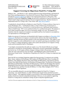 Support Growing for Bipartisan Final-Five Voting Bill