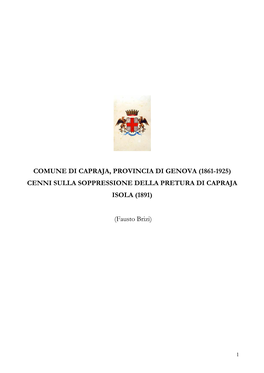Cenni Sulla Soppressione Della Pretura Di Capraja Isola (1891)