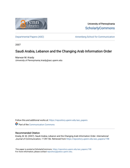 Saudi Arabia, Lebanon and the Changing Arab Information Order