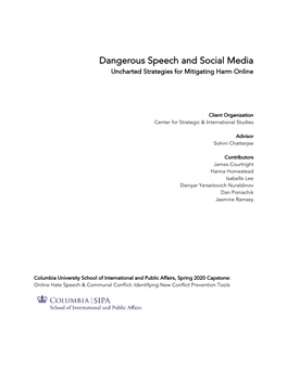 Dangerous Speech and Social Media Uncharted Strategies for Mitigating Harm Online