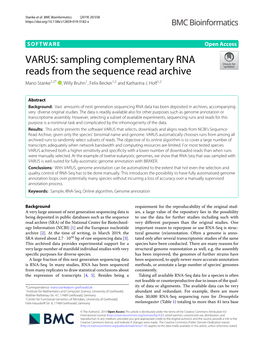 Sampling Complementary RNA Reads from the Sequence Read Archive Mario Stanke1,2* , Willy Bruhn1, Felix Becker1,2 and Katharina J