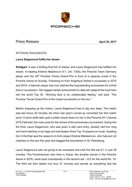 Press Release April 30, 2017
