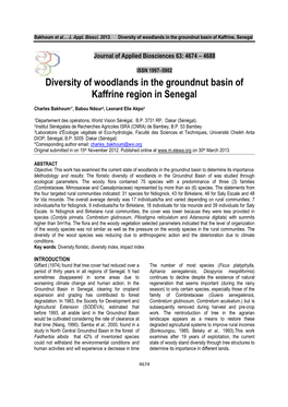 Diversity of Woodlands in the Groundnut Basin of Kaffrine Region in Senegal