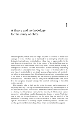A Theory and Methodology for the Study of Elites