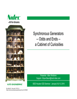 Synchronous Generators -- Odds and Ends -- a Ca Bine T O F Cur Ios Ities