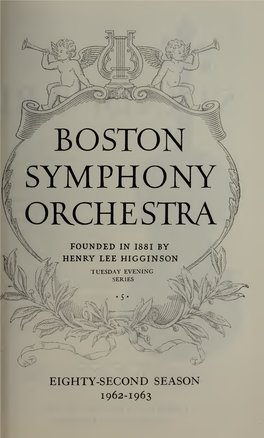 Boston Symphony Orchestra Concert Programs, Season 82, 1962-1963