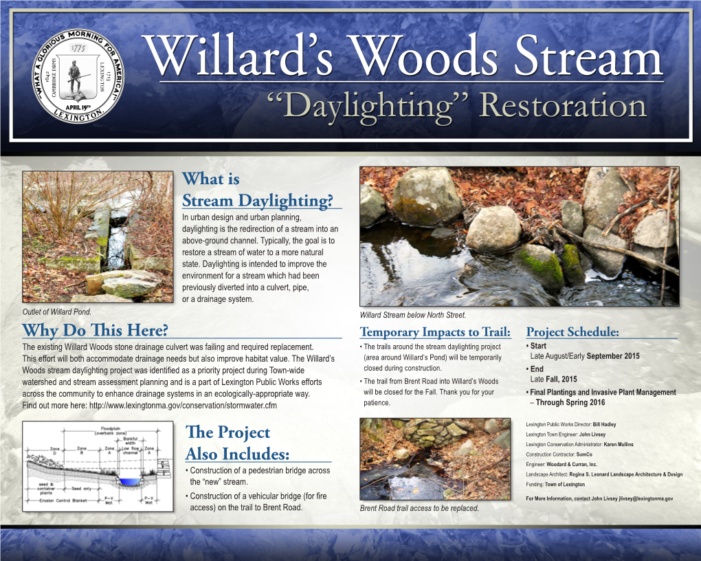 What Is Stream Daylighting? Why Do This Here? the Project Also Includes