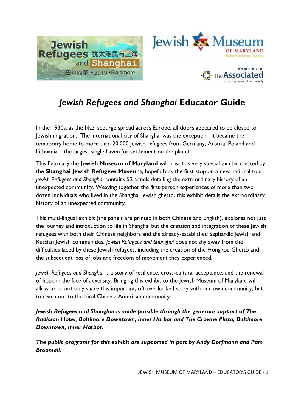 Jewish Refugees and Shanghai Educator Guide