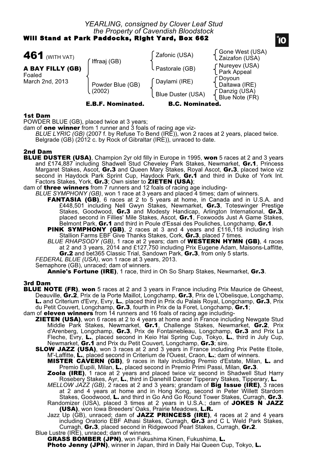 YEARLING, Consigned by Clover Leaf Stud the Property of Cavendish Bloodstock Will Stand at Park Paddocks, Right Yard, Box 662