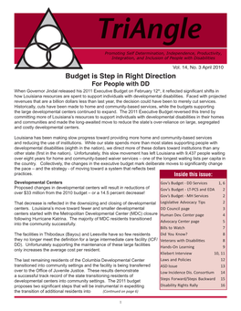 Budget Is Step in Right Direction