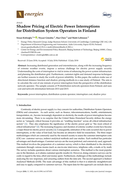 Shadow Pricing of Electric Power Interruptions for Distribution System Operators in Finland