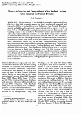 Changes in Structure and Composition of a New Zealand Lowland Forest Inhabited by Brushtail Possums!