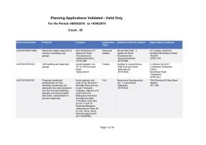 Planning Applications Validated - Valid Only for the Period:-08/04/2019 to 14/04/2019