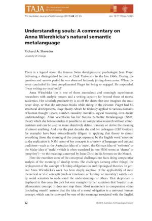 Understanding Souls: a Commentary on Anna Wierzbickas Natural Semantic Metalanguage
