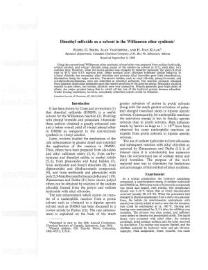 Dimethyl Sulfoxide As a Solvent in the Williamson Ether Synthesis.Pdf