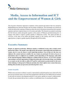 Media, Access to Information and ICT and the Empowerment of Women & Girls