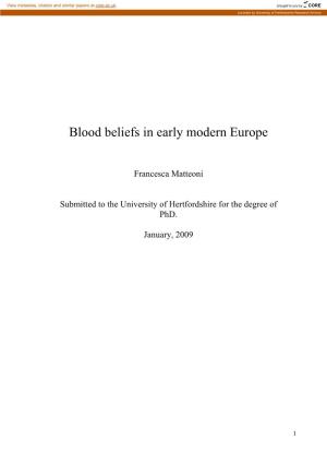 Blood Beliefs in Early Modern Europe