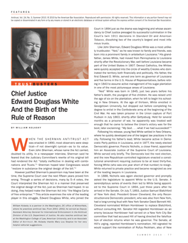 Chief Justice Edward Douglass White and the Birth of the Rule of Reason