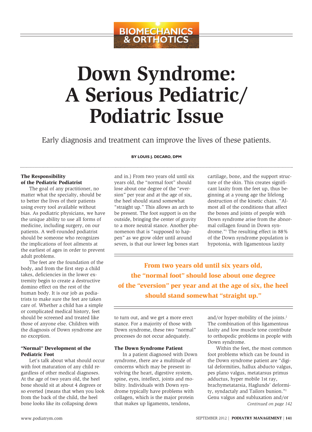Down Syndrome: a Serious Pediatric/ Podiatric Issue