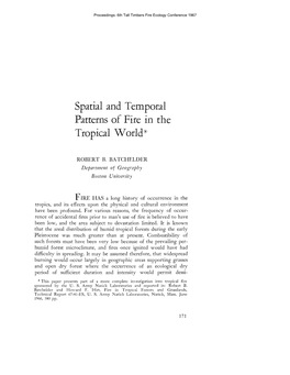 Spatial and Temporal Patterns of Fire in the Tropical World*