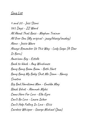 Song List 4 and 20