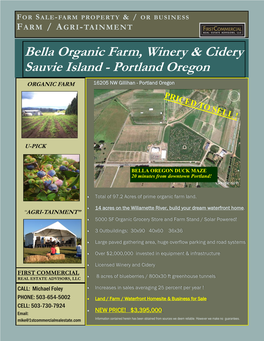 Bella Organic Farm, Winery & Cidery Sauvie Island