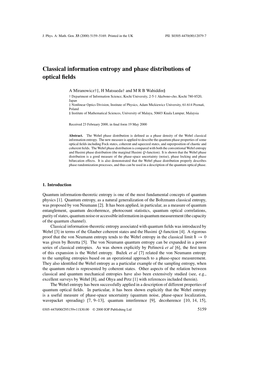 Classical Information Entropy and Phase Distributions of Optical Fields