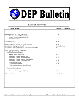 NJDEP-DEP Bulletin, 08/24/1999 Issue