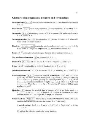 Glossary of Mathematical Notation and Terminology