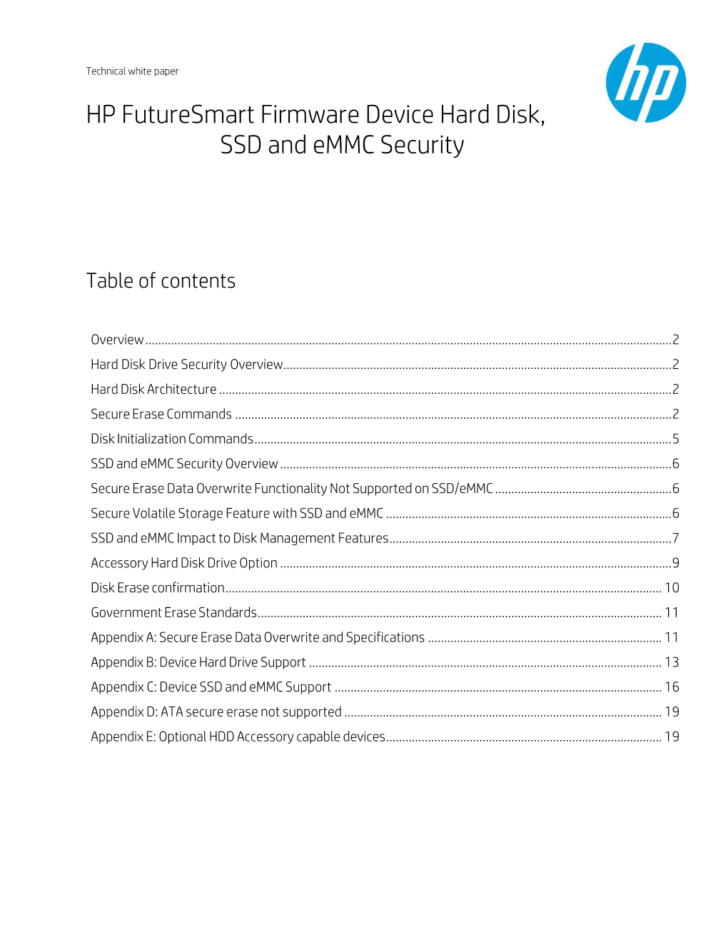 HP Futuresmart Firmware Device Hard Disk, SSD and Emmc Security