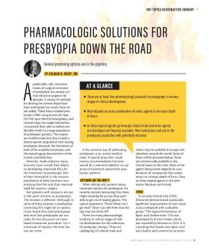 PHARMACOLOGIC SOLUTIONS for PRESBYOPIA DOWN the ROAD Several Promising Options Are in the Pipeline
