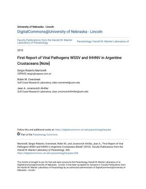 First Report of Viral Pathogens WSSV and IHHNV in Argentine Crustaceans [Note]