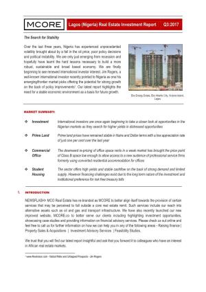 Lagos (Nigeria) Real Estate Investment Report Q3:2017