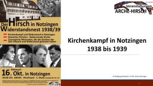 Kirchenkampf in Notzingen 1938 Bis 1939
