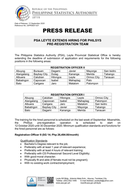 Press Release Extension of Hiring for Philsys Pre Registration Team V.2.Pdf