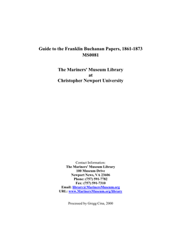 Franklin Buchanan Papers, 1861-1873 MS0081