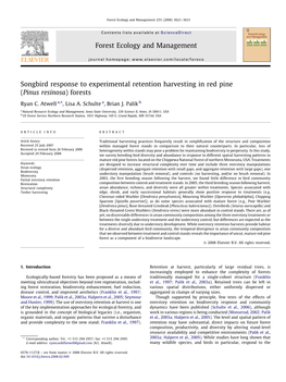 Songbird Response to Experimental Retention Harvesting in Red Pine (Pinus Resinosa) Forests